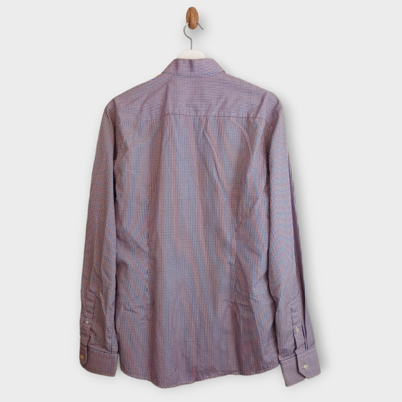 Eton Shirt Men Slim Fit 16/41 Blue Red Check Casual Preppy Office Button Down - Picture 2 of 8